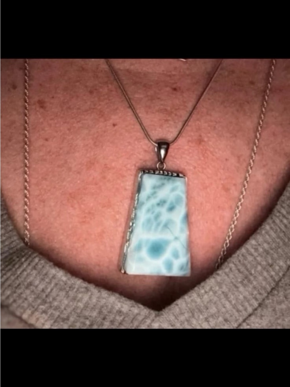 Sterling Silver Larimar Pendant Necklace in Sky Blue - Picture 2 of 5